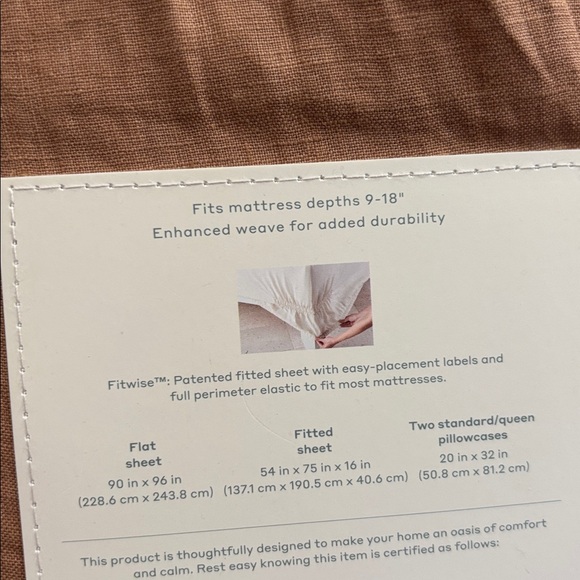 Casaluna Full Sheet Set 100% Linen Adobe Clay Flat Fitted 2 Pillowcases Flax NEW - Picture 5 of 8